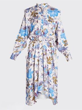 Isabel Marant Étoile Lavender Floral Silk Top with Blue Accents: EU size 38